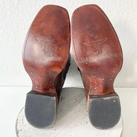 Classic Brown Leather Cowboy Boots - Picture 7 of 10